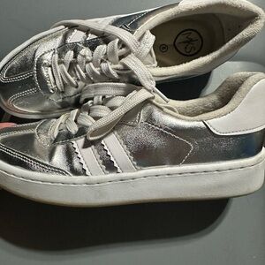 M&S Metallic Silver Platform Sneakers